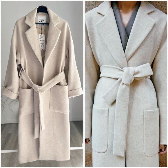 Zara Jackets & Blazers - Zara Wool Blend Wrap Belted Coat ZW Collection New